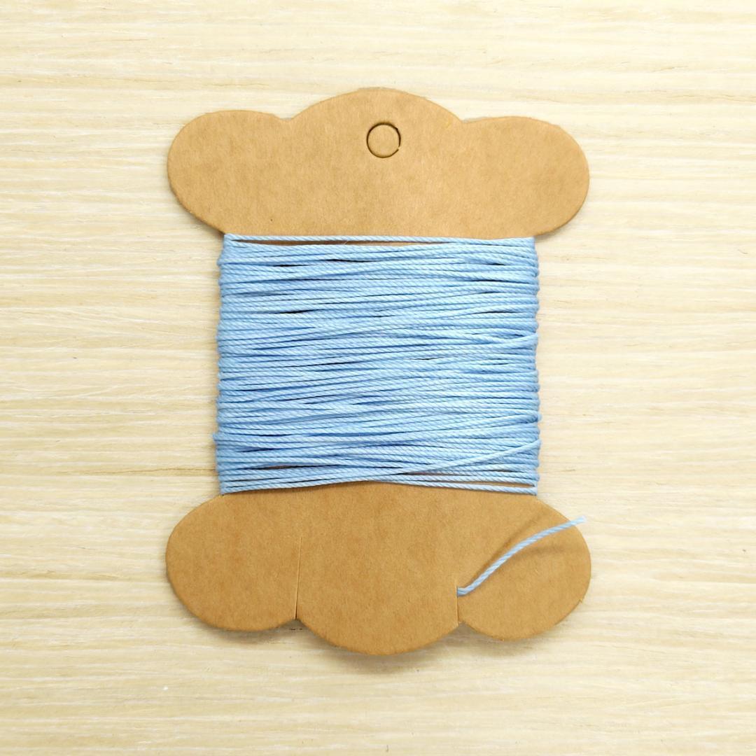 ロウビキ 蝋引き糸 丸紐 0.8mm 10m 水色 ロウ引き ワックスコード拍卖