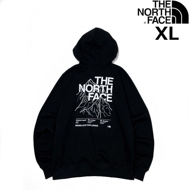 売切り【正規新品】THE NORTH FACE◆NOVELTY GRAPHIC HOODIE プルオーバー パーカー US限定 グラフィック 男女兼用 裏起毛(XL)黒 181130-33拍卖