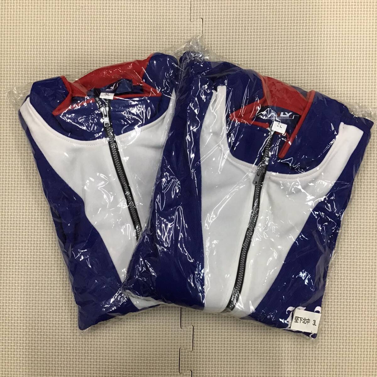 W255 新品【大阪府 堅下北中学校】(旧) 長袖スクールスポーツウェア サイズ 3L 2枚 /AILY/青×白×赤/ジャージ/トレシャツ/男女兼用拍卖