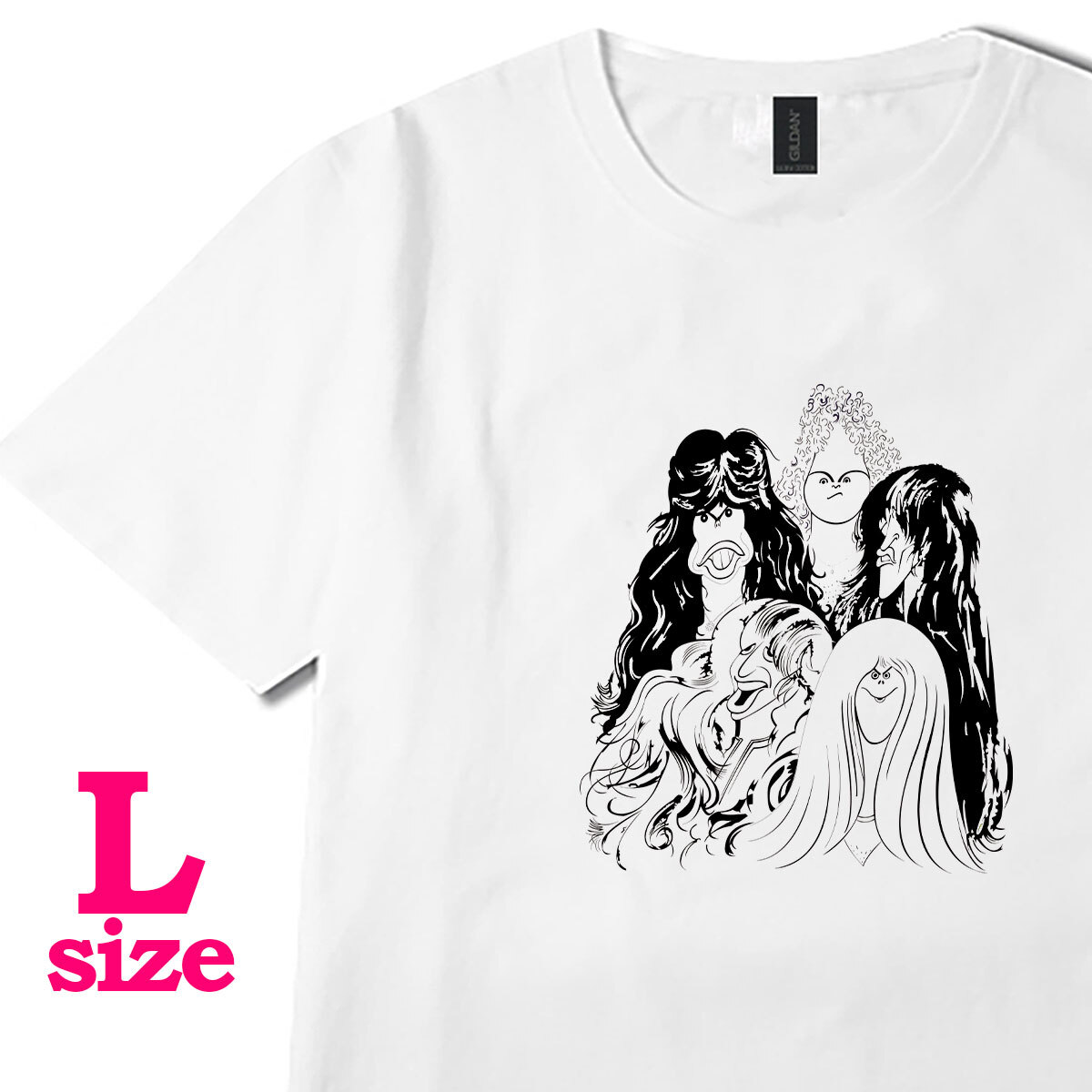 エアロスミス イラスト プリント Tシャツ スティーヴン・タイラー ロックTシャツ シンプル 半袖 6.0oz コットン100% ユニセックス L拍卖