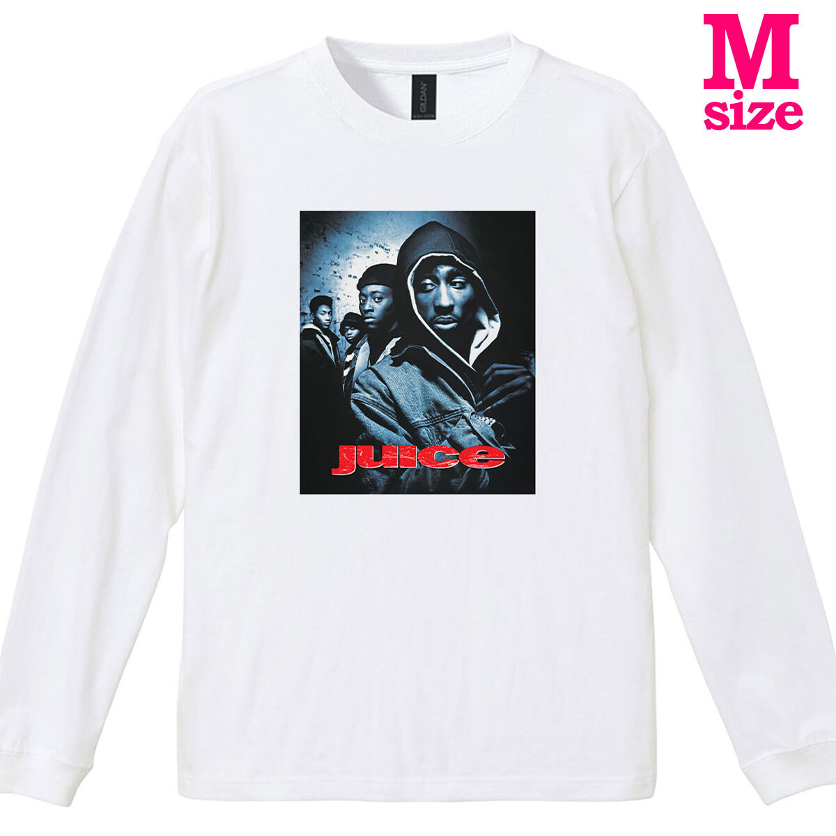 ジュース JUICE 柄 フォトプリント リブ付き 長袖 Tシャツ 2パック 映画Tシャツ ロンT 6.0oz コットン100% ユニセックス M拍卖