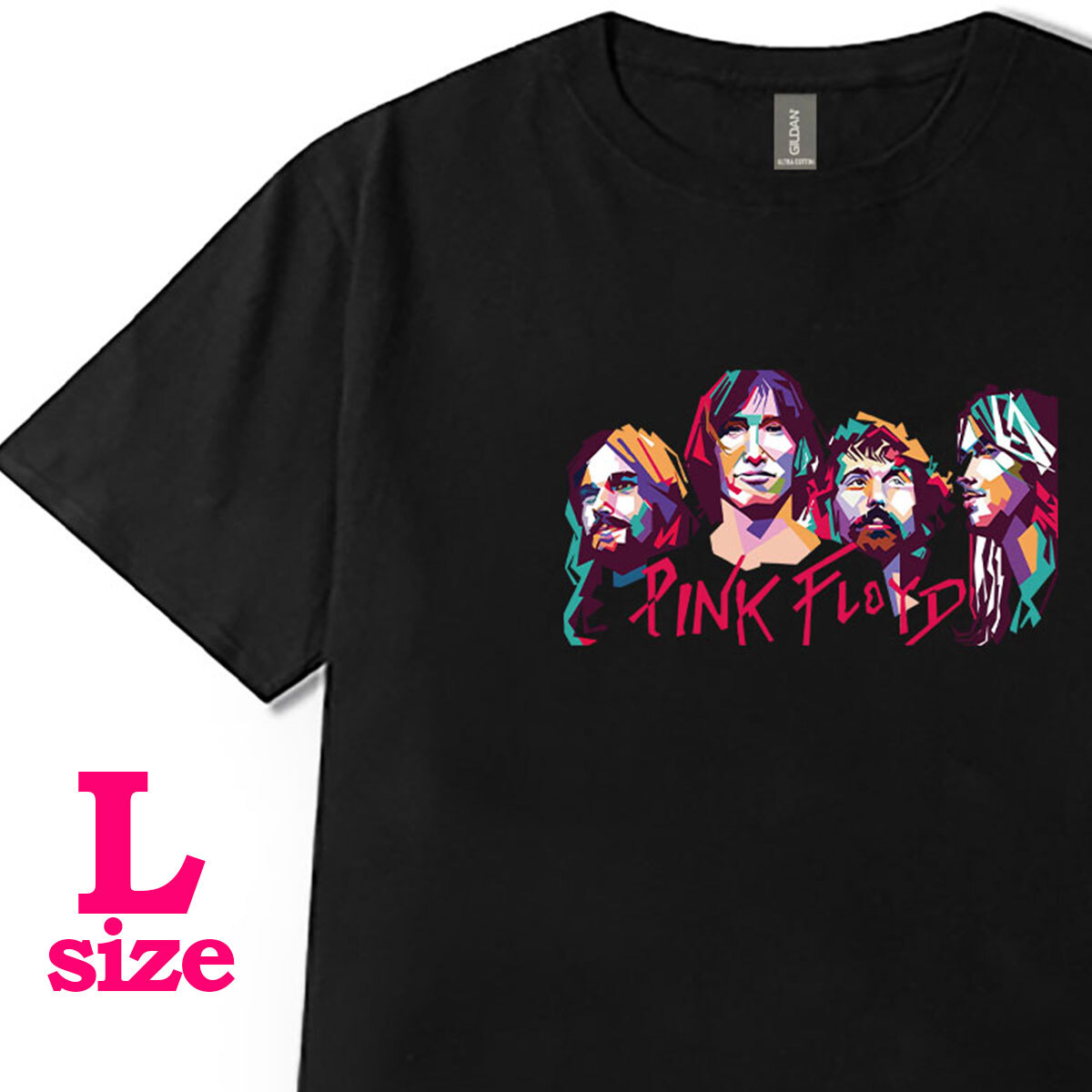 ピンク フロイド Pink Floyd イラスト プリント Tシャツ キレイめ カジュアル 6.0oz コットン100% ユニセックス ブラック L拍卖