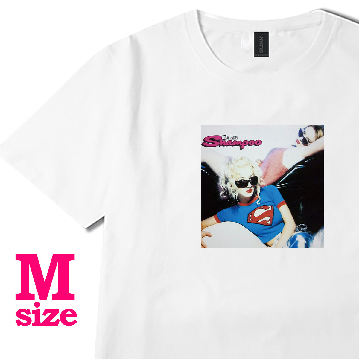 シャンプー Shampoo フォト プリント Tシャツ We Are Shampoo ミュージックTシャツ カジュアル 6.0oz コットン100% ユニセックス シロ M拍卖