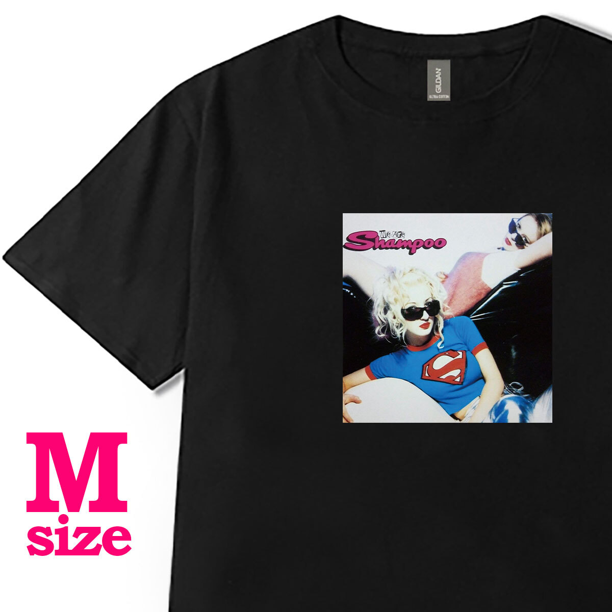 シャンプー Shampoo フォト プリント Tシャツ We Are Shampoo ミュージックTシャツ カジュアル 6.0oz コットン100% ユニセックス クロ M拍卖