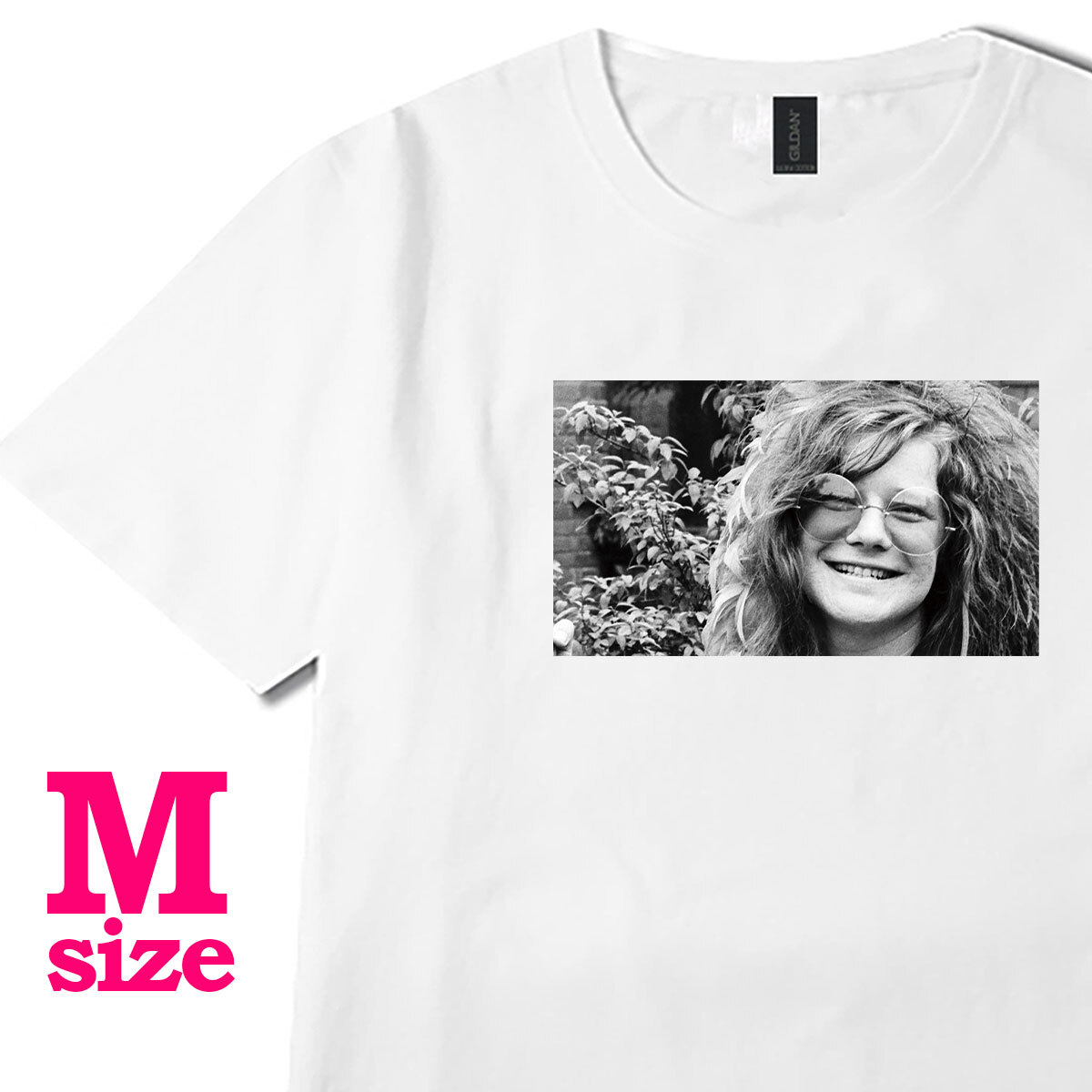ジャニス ジョプリン Janis Joplin フォトプリント Tシャツ ミュージックTシャツ カジュアル 6.0oz コットン100% ユニセックス シロ M拍卖