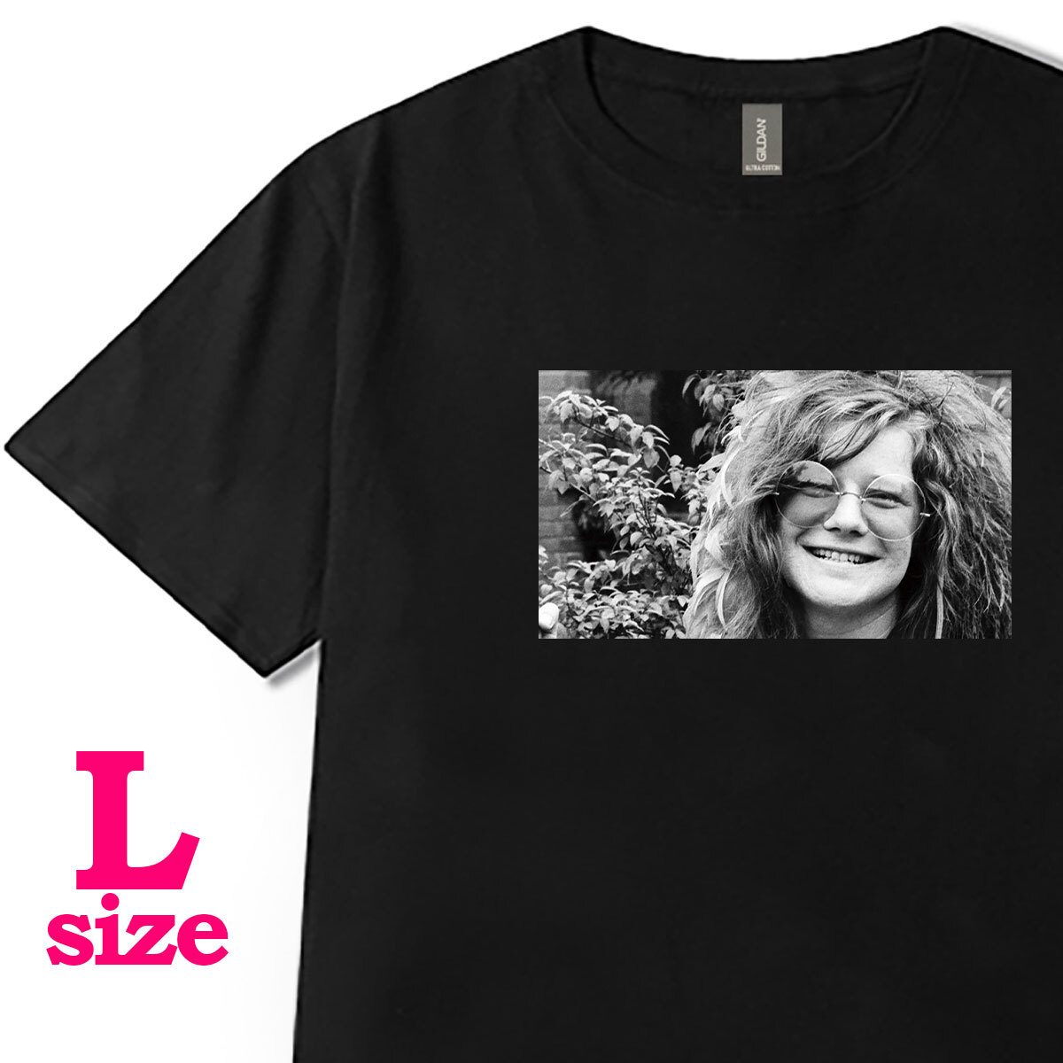 ジャニス ジョプリン Janis Joplin フォトプリント Tシャツ ミュージックTシャツ カジュアル 6.0oz コットン100% ユニセックス クロ L拍卖