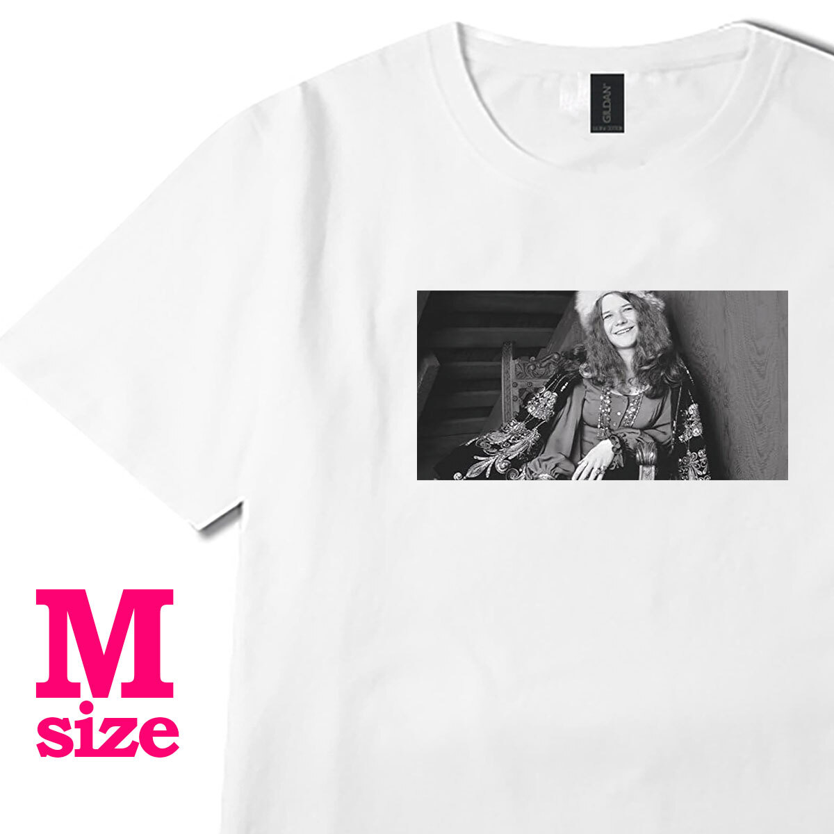 ジャニス ジョプリン Janis Joplin フォトプリント Tシャツ ミュージックTシャツ カジュアル 6.0oz コットン100% ユニセックス シロ M拍卖