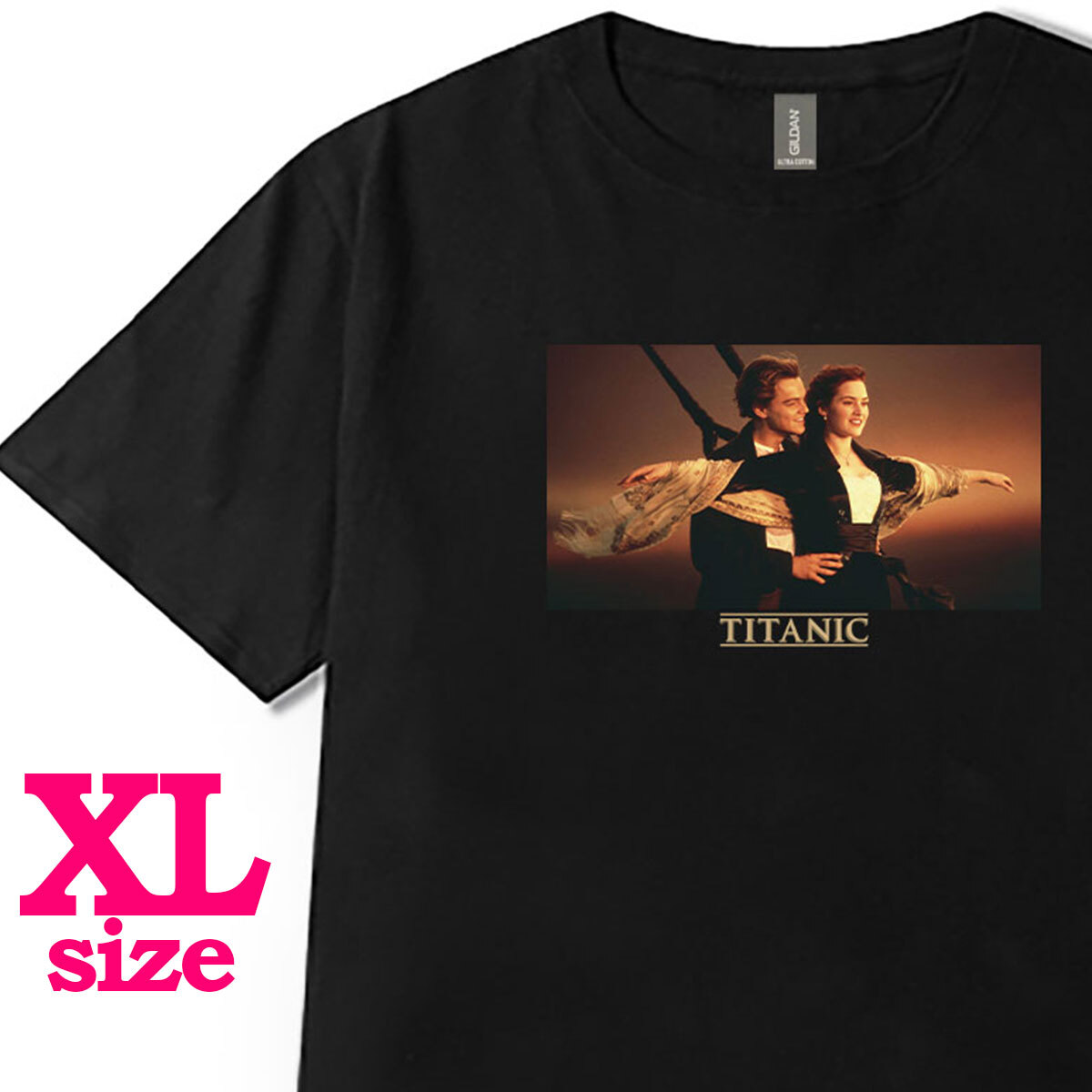 タイタニック TITANIC 柄 フォトプリント Tシャツ レオナルド・ディカプリオ 映画Tシャツ 半袖 6.0oz コットン100% ユニセックス XL拍卖