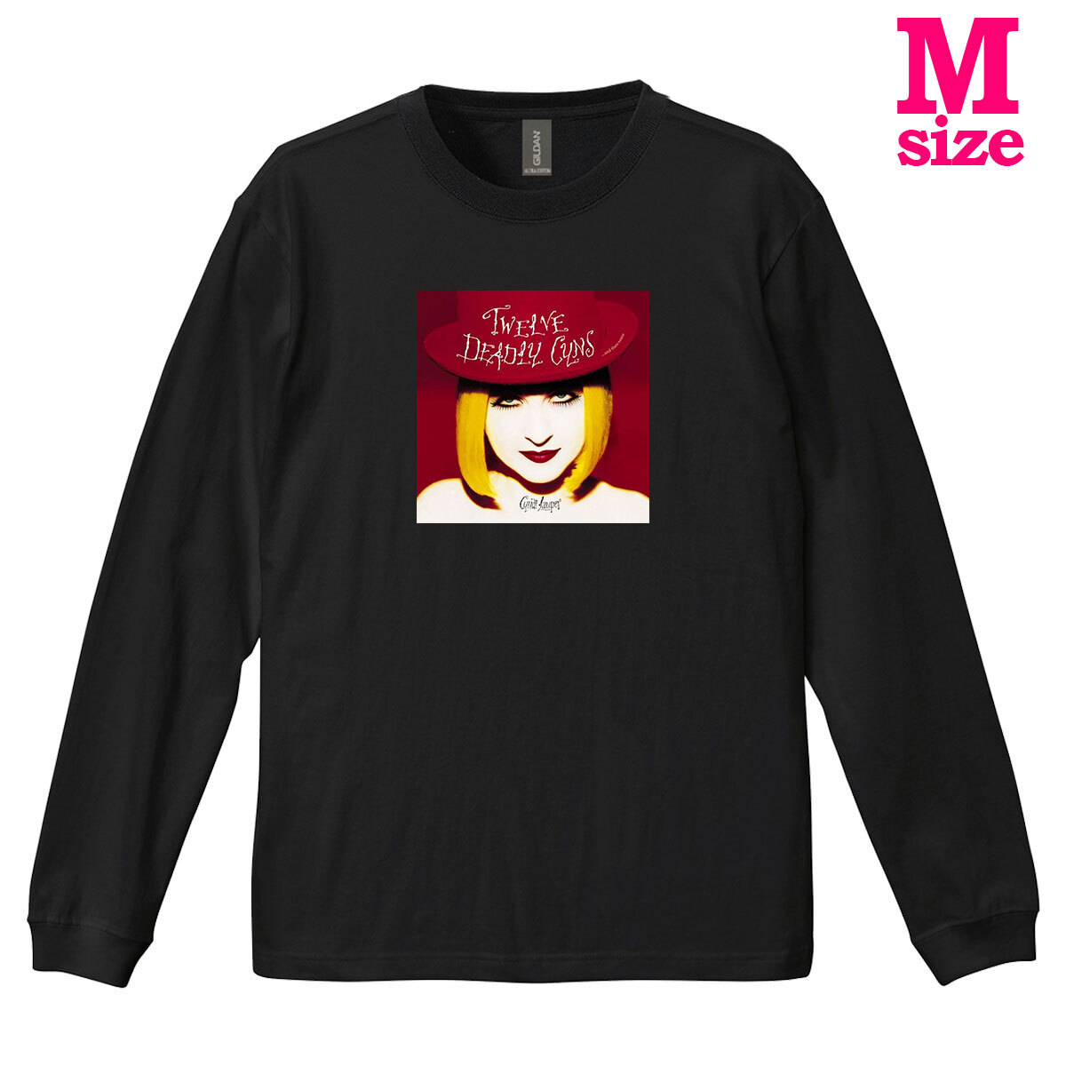 シンディローパー 柄 フォトプリント リブ付き 長袖 Tシャツ ロンT Twelve Deadly Cyns and then Some 6.0oz コットン100% ユニセックス M拍卖