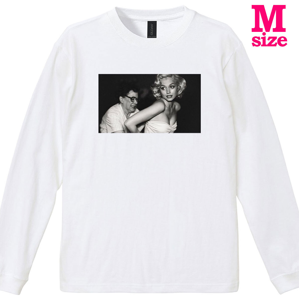 ブロンド Blonde 柄 フォトプリント リブ付き 長袖 Tシャツ ロンT 映画Tシャツ キレイめ カジュアル 6.0oz コットン100% ユニセックス M拍卖