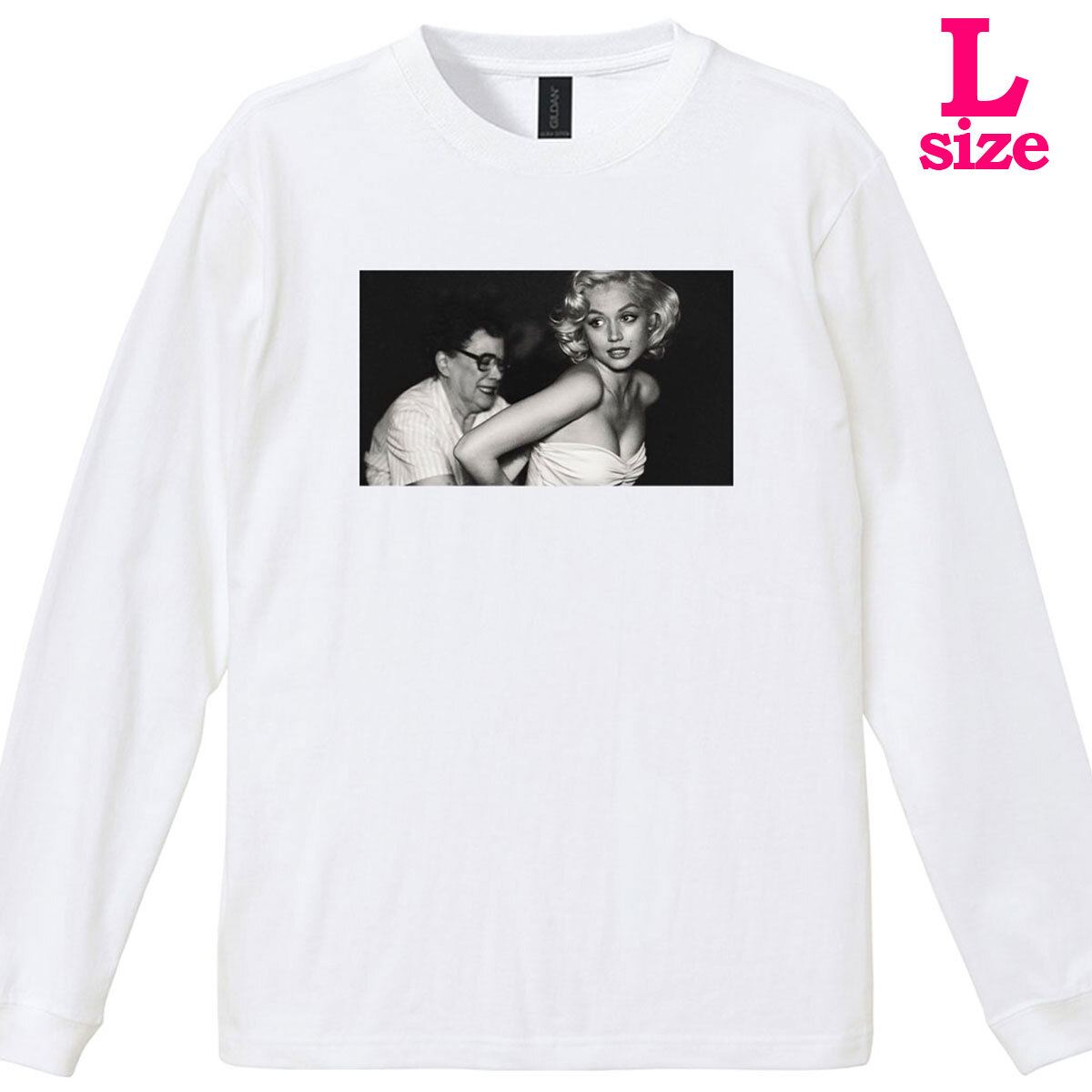 ブロンド Blonde 柄 フォトプリント リブ付き 長袖 Tシャツ ロンT 映画Tシャツ キレイめ カジュアル 6.0oz コットン100% ユニセックス L拍卖