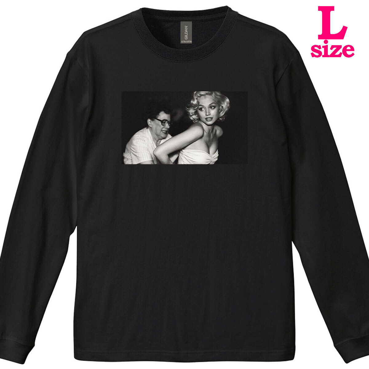 ブロンド Blonde 柄 フォトプリント リブ付き 長袖 Tシャツ ロンT 映画Tシャツ キレイめ カジュアル 6.0oz コットン100% ユニセックス L拍卖