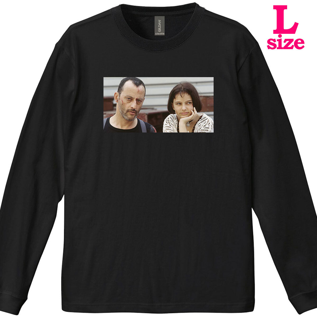 LEON レオン 柄 フォトプリント リブ付き 長袖 Tシャツ ロンT マチルダ ジャンレノ ナタリー 6.0oz コットン100% ユニセックス L拍卖