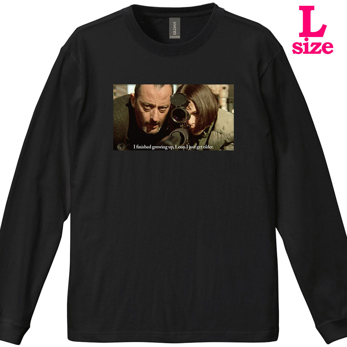 LEON レオン 柄 フォトプリント リブ付き 長袖 Tシャツ ロンT マチルダ ジャンレノ ナタリー 6.0oz コットン100% ユニセックス L拍卖