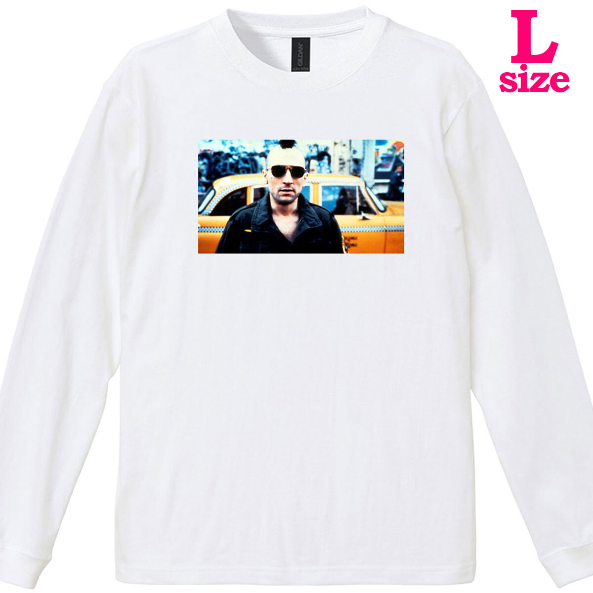 タクシードライバー 柄 フォトプリント リブ付き 長袖 Tシャツ ロンT トラヴィス カジュアル 6.0oz コットン100% ユニセックス L拍卖