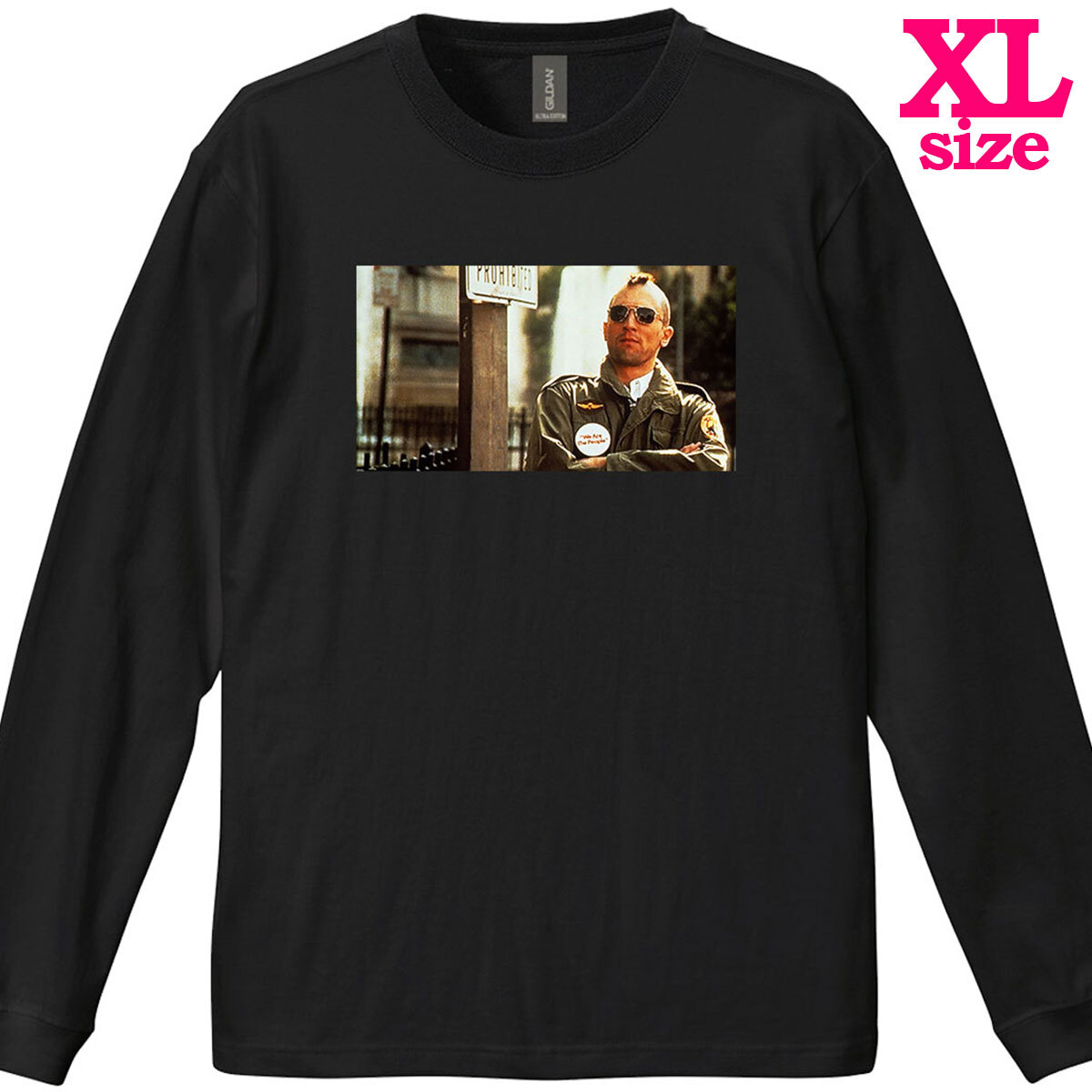 タクシードライバー 柄 フォトプリント リブ付き 長袖 Tシャツ ロンT トラヴィス カジュアル 6.0oz コットン100% ユニセックス Xl拍卖