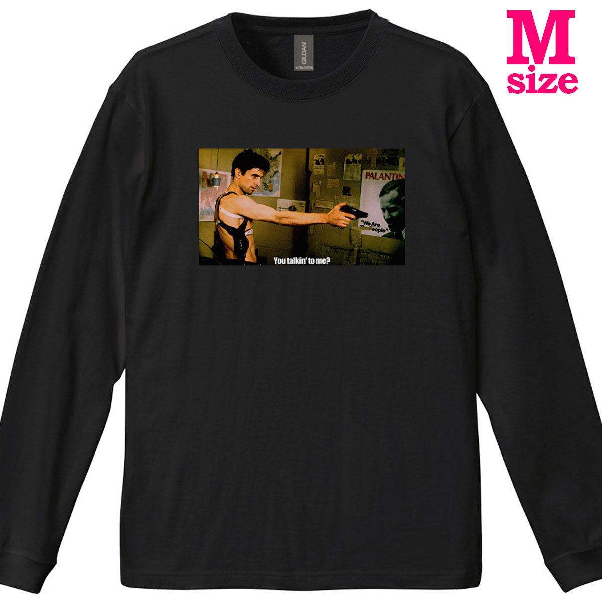 タクシードライバー 柄 フォトプリント リブ付き 長袖 Tシャツ ロンT トラヴィス カジュアル 6.0oz コットン100% ユニセックス M拍卖