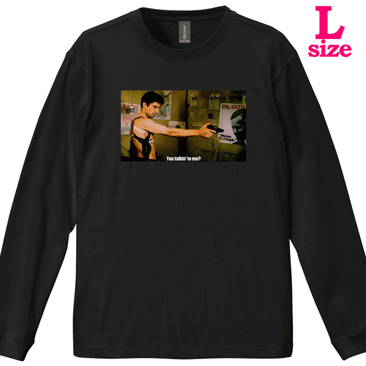 タクシードライバー 柄 フォトプリント リブ付き 長袖 Tシャツ ロンT トラヴィス カジュアル 6.0oz コットン100% ユニセックス L拍卖