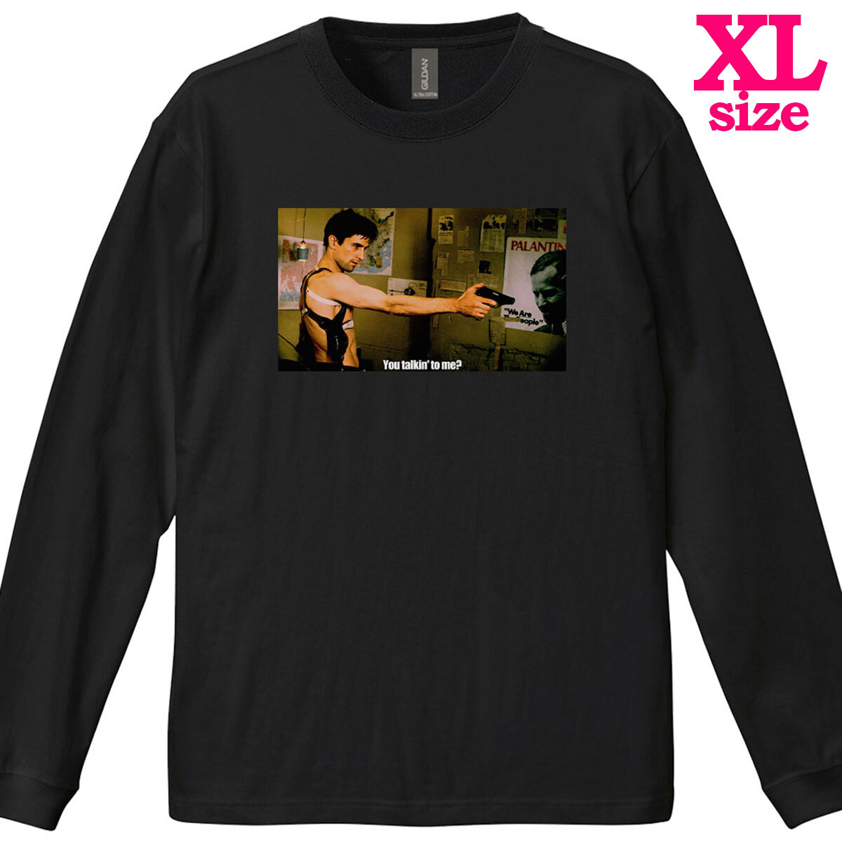 タクシードライバー 柄 フォトプリント リブ付き 長袖 Tシャツ ロンT トラヴィス カジュアル 6.0oz コットン100% ユニセックス XL拍卖