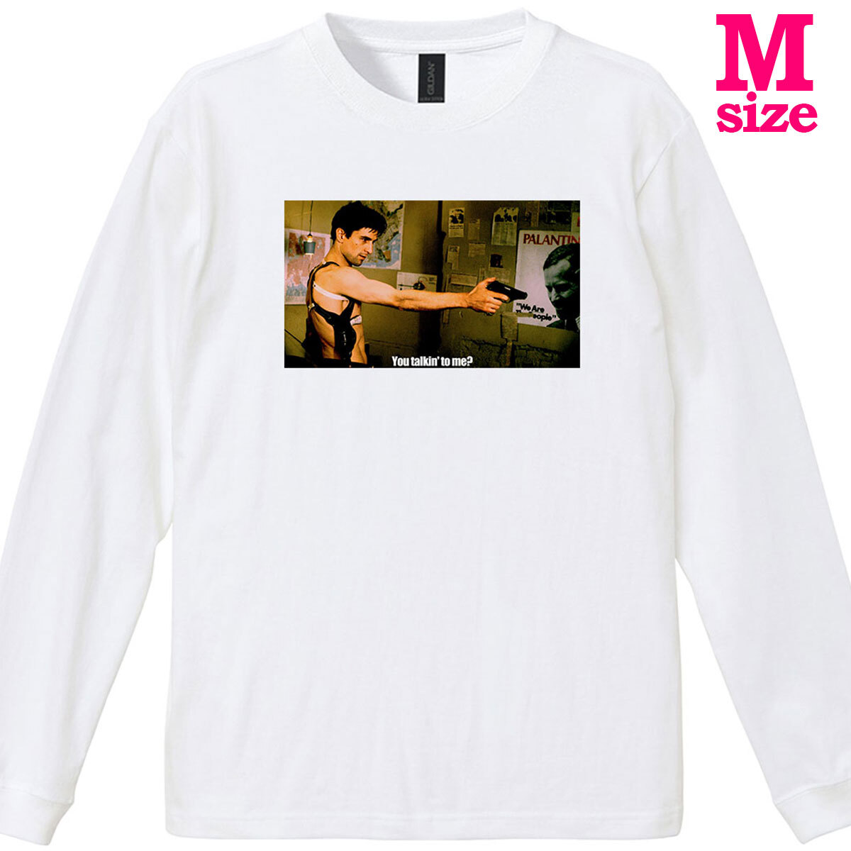 タクシードライバー 柄 フォトプリント リブ付き 長袖 Tシャツ ロンT トラヴィス カジュアル 6.0oz コットン100% ユニセックス M拍卖