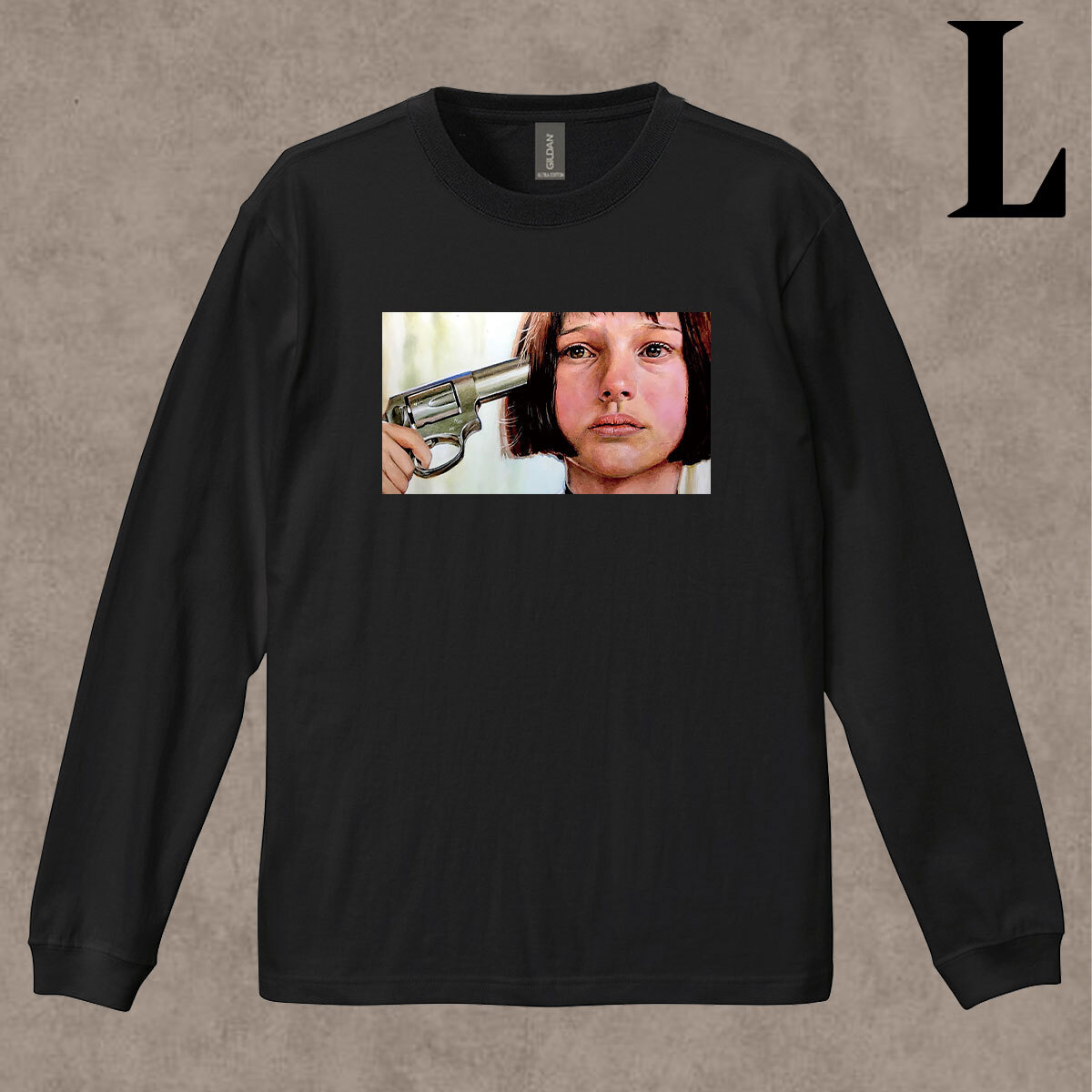 マチルダ LEON レオン イラスト プリント 柄 リブ付き 長袖 Tシャツ ロンT カジュアル 6.0oz コットン100% ユニセックス L拍卖