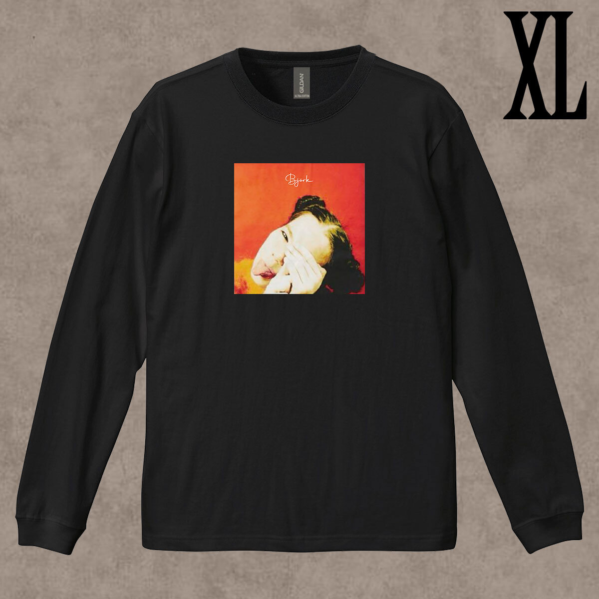 Bjork ビョーク フォトプリント リブ付き 長袖 Tシャツ ロンT キレイめ カジュアル 半袖 6.0oz コットン100% ユニセックス XL拍卖