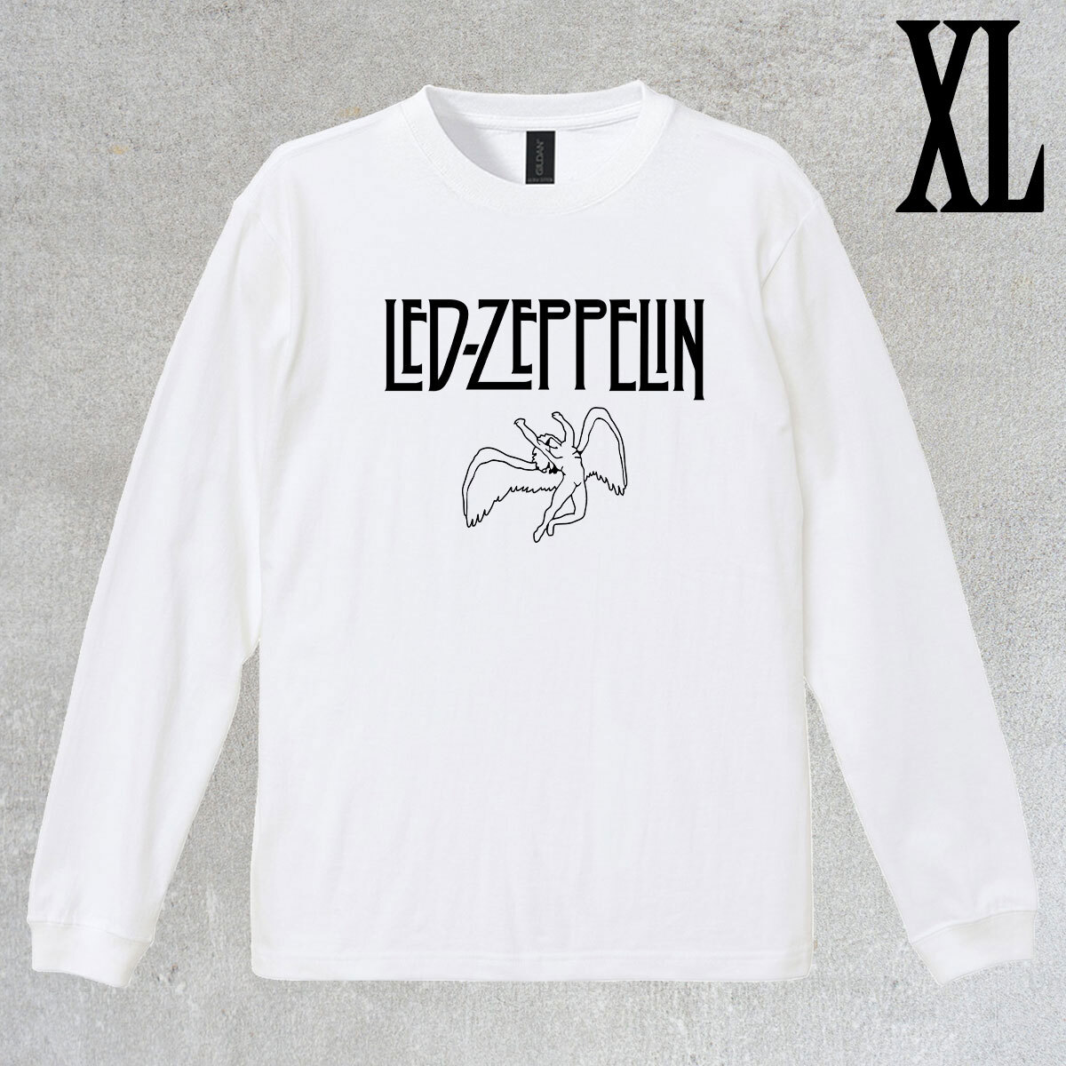 レッド・ツェッペリン Led Zeppelin エンジェル ロゴ イラスト プリント リブ付き 長袖 Tシャツ ロンT 6.0oz コットン100% ユニセックス XL拍卖