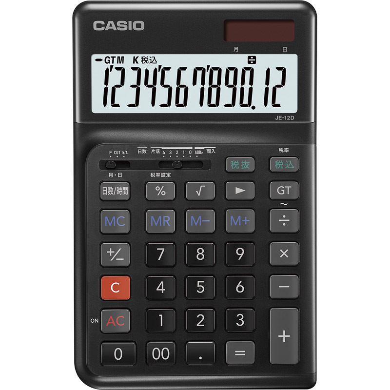 カシオ 人間工学電卓 右手用 ブラック JE-12D-BK-N 【単品】拍卖