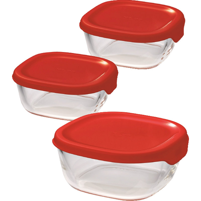 ハリオ 耐熱ガラス製保存容器3個セット KST-2012-R 【単品】拍卖