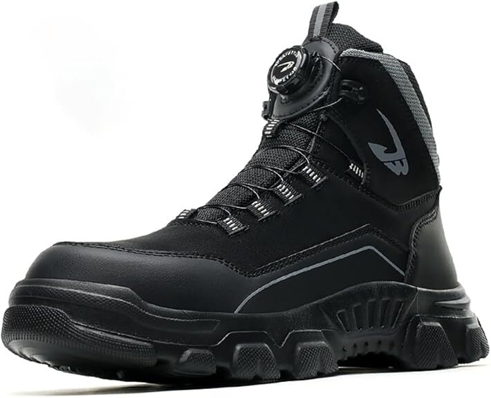 ダイヤル式安全靴 2色 防水 あんぜんぐつ ハイカット 作業ブーツ 鋼製先芯 釘踏み抜き防止 厚底 サイズ:25.5cm拍卖