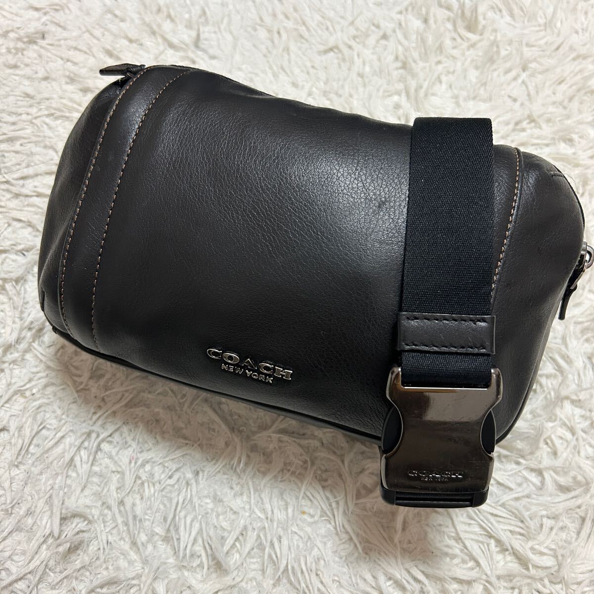 1円 COACH コーチ グラハムユーティリティ クロスボディバッグ ショルダーバック ウエスト 肩掛け メンズ ブラック ロゴ金具 2室 拍卖