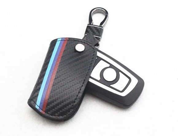綾織カーボン柄 BMW用 スマートキーケース Mカラーライン入り タイプB拍卖