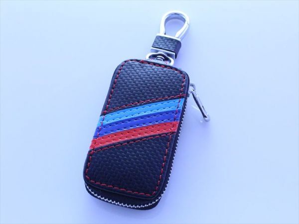 BMW Mカラー カーボン調 キーケース タイプB PUレザー製 カラビナ付き ジッパータイプ Mライン Mスポーツ拍卖