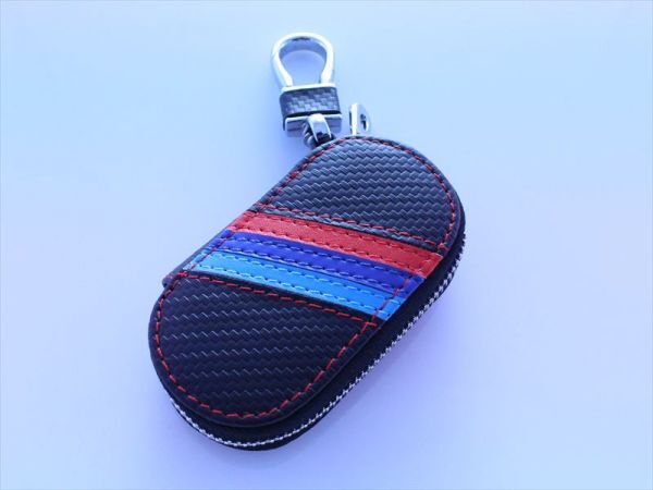 BMW Mカラー カーボン調 キーケース タイプA PUレザー製 カラビナ付き ジッパータイプ Mライン Mスポーツ拍卖
