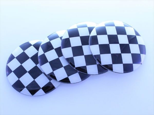 BMW MINI ミニ チェッカーフラッグ ホイール キャップ ステッカー 4枚入り 52mm センター シール エンブレム MINI COOPER ミニクーパー拍卖