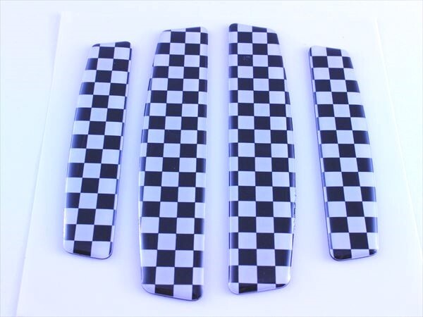 ドアエッジプロテクター チェッカーフラッグ柄 4枚セット 汎用 ドアガード キズ防止 BMW MINI(ミニクーパー)などに拍卖