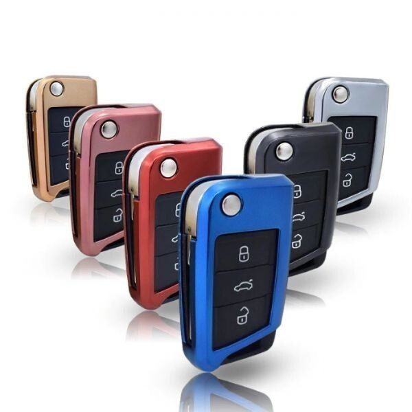 フォルクスワーゲン キーカバー メタリック TPU製 シルバー キーケース メッキ VW Volkswagen用 ゴルフ7 パサート ビートル など拍卖