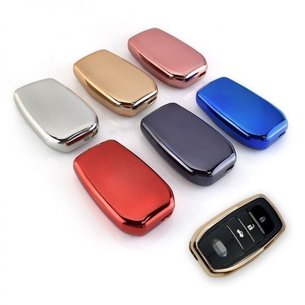 トヨタ スマートキー キーカバー メタリック TPU製 シルバー キーケース メッキ TOYOTA ハイラックス ランドクルーザー マークX ミライなど拍卖
