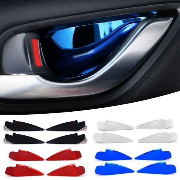 マツダ インナー ドア ハンドル カバー プレート ブルー ステンレス製 4個セット CX-5 CX-3 CX-8 など Mazda アクセサリー パーツ拍卖