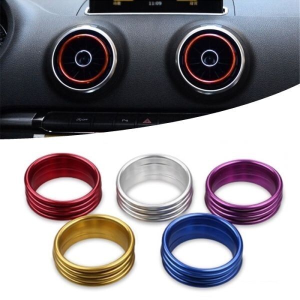 AUDI アウディ エアコン リング パープル A3 S3 Q2 4個セット アルミ フロント エアコン 吹き出し口拍卖