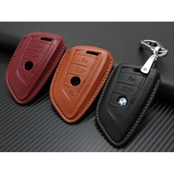 BMW 本革 レザー キーケース カラビナ付き ブラウン F45 F46 G20 G30 G11 G12 F45 F85 F86 など キーカバー キーホルダー 高品質レザー拍卖