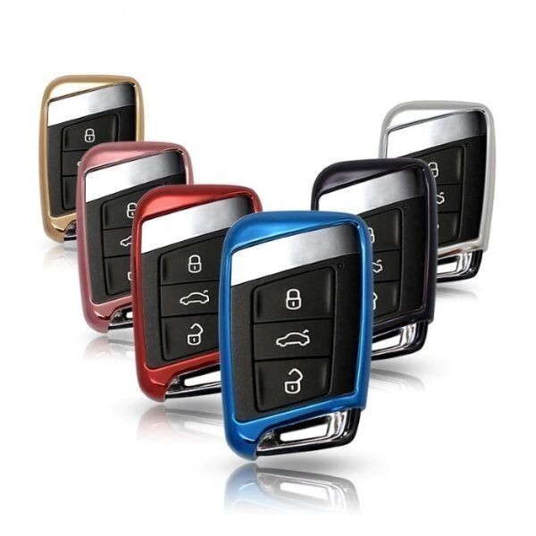 フォルクスワーゲン キーカバー メタリック TPU製 ブルー キーケース メッキ VW Volkswagen用 ゴルフ7 パサート Polo など拍卖