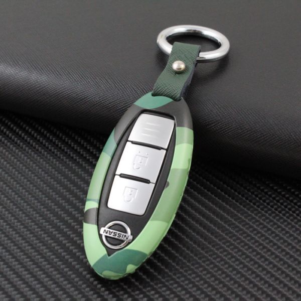 ニッサン キーケース メタル製 カラビナ付き 迷彩 キーカバー キーホルダー セレナ ノート エクストレイル など拍卖