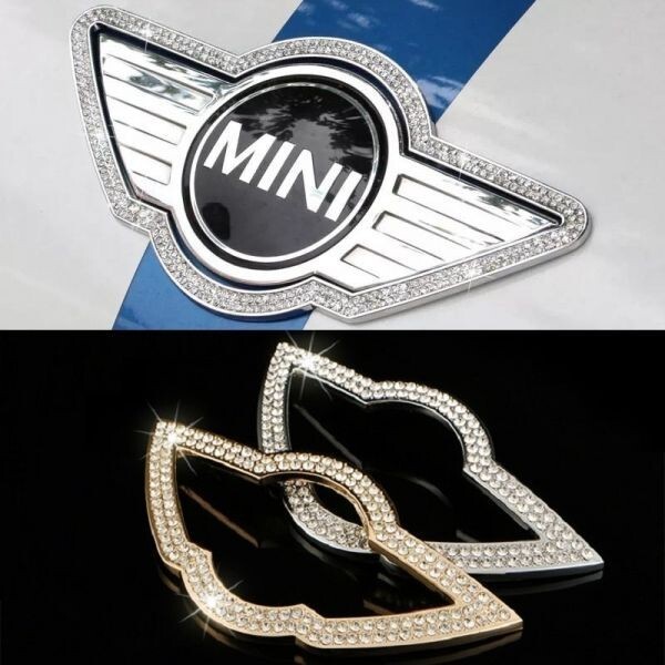 BMW MINI ミニクーパー リア エンブレム トリム クリスタルストーン シルバー F60用 スワロフスキー ステッカー拍卖