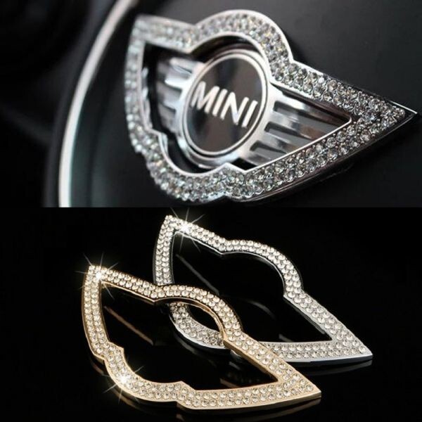 BMW MINI ミニクーパー ステアリング エンブレム トリム クリスタルストーン ゴールド R系/F系適合 スワロフスキー ステッカー拍卖