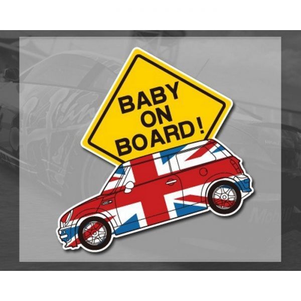 BABY ON BOARD ステッカー ミニクーパーデザイン MINI COOPERに最適! BABY IN CAR 赤ちゃん 乗ってます ユニオンジャック拍卖
