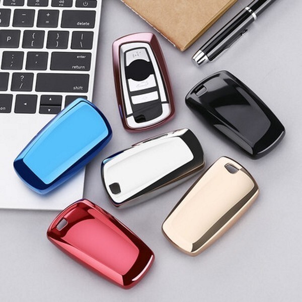BMW スマートキー用 キーカバー メタリック TPU製 ピンク キーケース メッキ BMW用 F20/F22/F30/F31/F32/F10/F12/F01/F25など拍卖