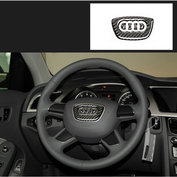 AUDI アウディ カーボン製 ハンドル エンブレム デコレーショントリム 台形タイプ2 ステアリング拍卖