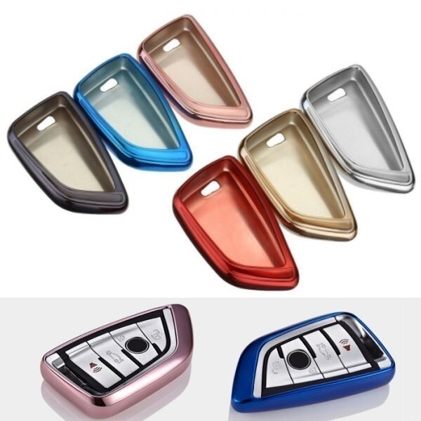 BMW スマートキー用 キーカバー メタリック TPU製 シルバー キーケース メッキ BMW用 F45/F46/G30/G11/G12/F45/F85/F86など拍卖
