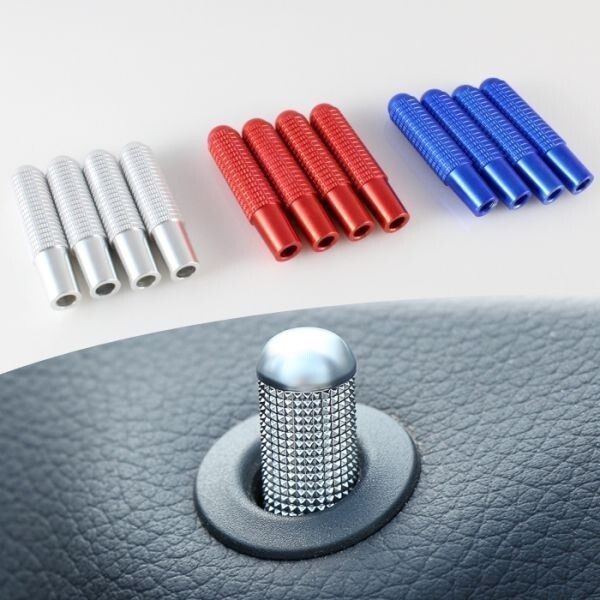 BENZ ドアロックピン 4個セット ブルー A B Cクラス GLA CLA などに アルミ製 ドア ロック ピン メルセデスベンツ ベンツ拍卖